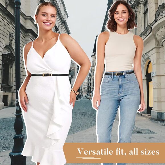 Skinny Leather Belt For Dress Jeans Women Thin Pu Leather Belt With Fashion🤙 - Picture 4 of 5